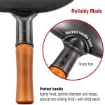 Small Yosukata 13,5-inch (34cm) Pre-Seasoned Black Carbon Steel Wok with Flat Bottom