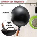 Small Yosukata 14-inch (36cm) Pre-Seasoned Black Carbon Steel Wok with Round Bottom