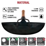 Small Yosukata 14-inch (36cm) Pre-Seasoned Blue Carbon Steel Wok with Round Bottom