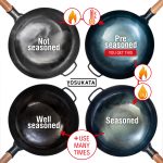 Small Yosukata 14-inch (36cm) Pre-Seasoned Blue Carbon Steel Wok with Round Bottom