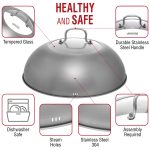 Small Yosukata 13,6-inch (34,5 cm for Wok 36cm) Stainless Steel Wok Lid with Tempered Glass Insert