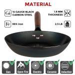 Small Yosukata Skillet Pan 26 cm (10 1/4-inch, Black Carbon Steel, Pre-Seasoned)