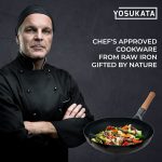 Small Yosukata 14-inch (36cm) Not Seasoned Blue Carbon Steel Wok with Round Bottom