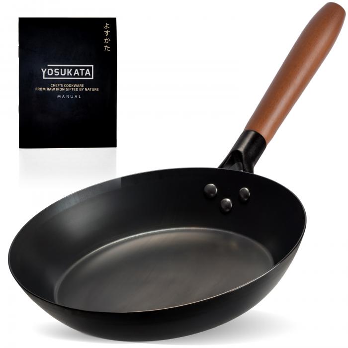 Yosukata Skillet Pan 26 cm (10 1/4-inch, Black Carbon Steel, Pre-Seasoned)