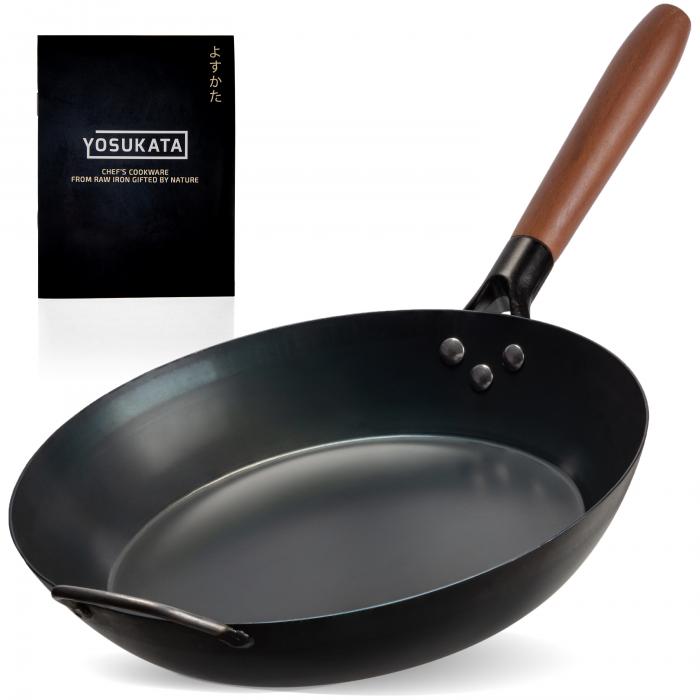 Yosukata Skillet Pan 30 cm (11,8-inch, Black Carbon Steel, Pre-Seasoned)