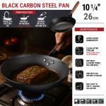 Small Yosukata Skillet Pan 26 cm (10 1/4-inch, Black Carbon Steel, Pre-Seasoned)