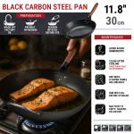 Small Yosukata Skillet Pan 30 cm (11,8-inch, Black Carbon Steel, Pre-Seasoned)