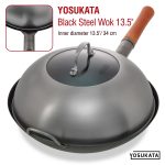Small Yosukata 12,8-inch (32,5cm for Wok 34cm) Stainless Steel Wok Lid with Tempered Glass Insert