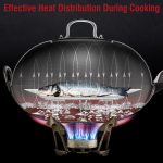 Small Yosukata 12,8-inch (32,5cm for Wok 34cm) Stainless Steel Wok Lid with Tempered Glass Insert