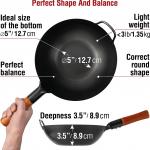 Small Yosukata 11,8-inch (30cm) Pre-Seasoned Black Carbon Steel Wok with Flat Bottom