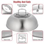 Small Yosukata 11.4-inch (29cm for Wok 30cm)  Stainless Steel Wok Lid with Tempered Glass Insert