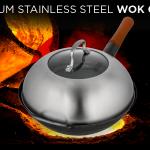 Small Yosukata 11.4-inch (29cm for Wok 30cm)  Stainless Steel Wok Lid with Tempered Glass Insert